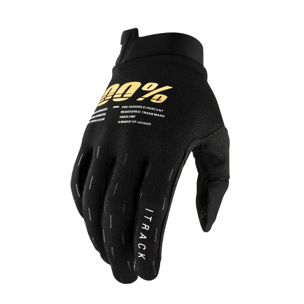 uPRISE Bikes 100 Percent iTrack Youth Long Finger Gloves - Black | Price match, 365 day return s, 18-Month Warranty, Finance Available & Free UK Delivery